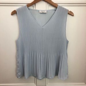 NWOT Aritzia Blue Damien Accordion Blouse Size S